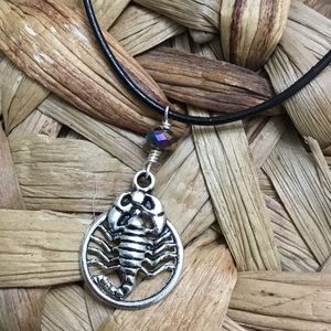 Handmade boho Scorpion leather cord necklace
